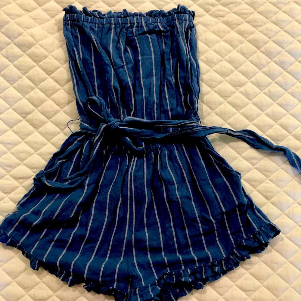 Billabong Blue and White stripped Romper Small